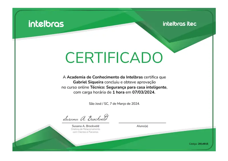 Certificado: Segurança para casa inteligente